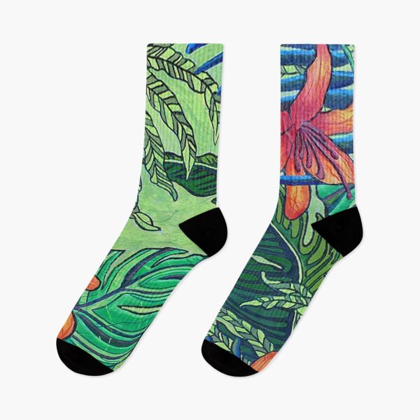Item preview, Tropical leaves and lilies designed and sold by Ginette Ash.