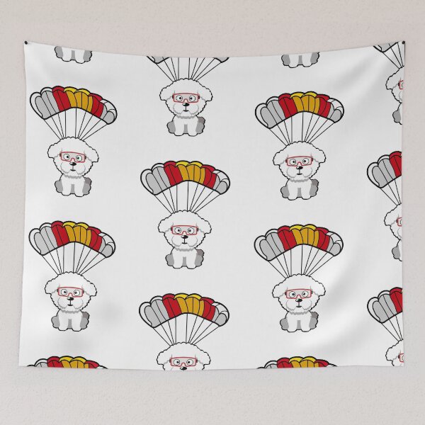 Item preview, Happy Bichon dog has a parachute designed and sold by Pet Station.