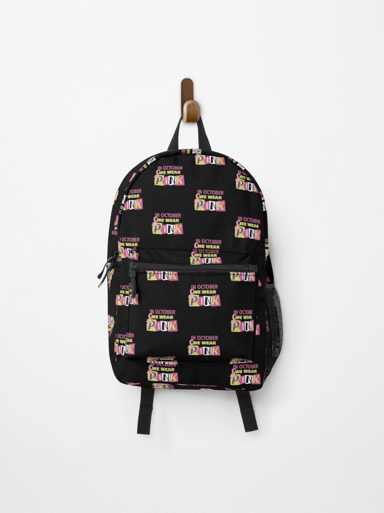 Thumbnail 1 of 3, Backpack, In October We Wear Pink - Ransom Note Font designed and sold by Rsn4AllSeasons.