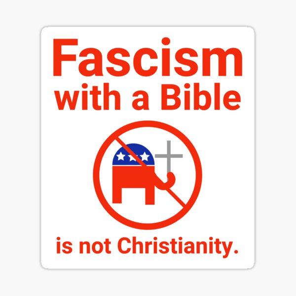 Vista previa del artículo con la obra «El fascismo con una Biblia no es cristianismo», diseñado y vendido por Rachel the Artist .