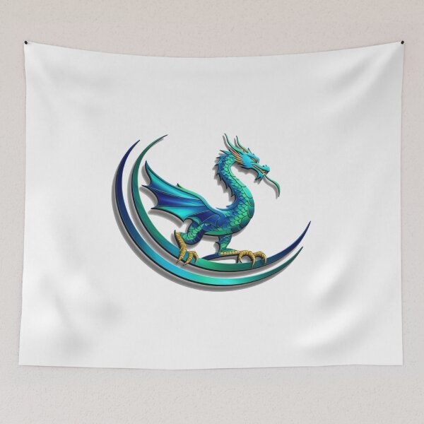 Item preview, A blue dragon with gold claws and a yellow tongue designed and sold by PWDigitalArt.