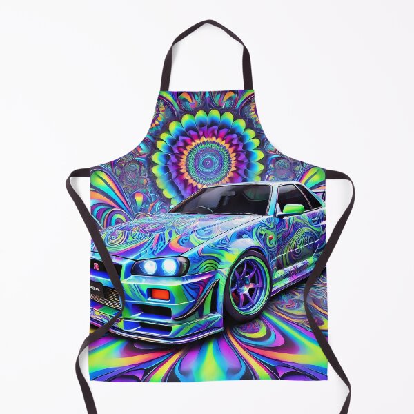 Item preview, Nissan skyline gtr R34 blue/green on psychedelic background designed and sold by Psychacharm.