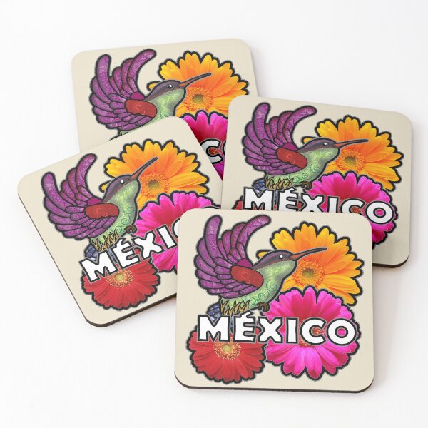 Item preview, Hummingbird, Mexican hummingbird. Three flowers. Bird, flying, Viva Mexico designed and sold by fashionlabrador.