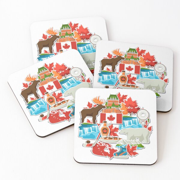 Item preview, Canada Montage Sticker Moose syrup hockey quebec, leaves, falls designed and sold by RossDillon.