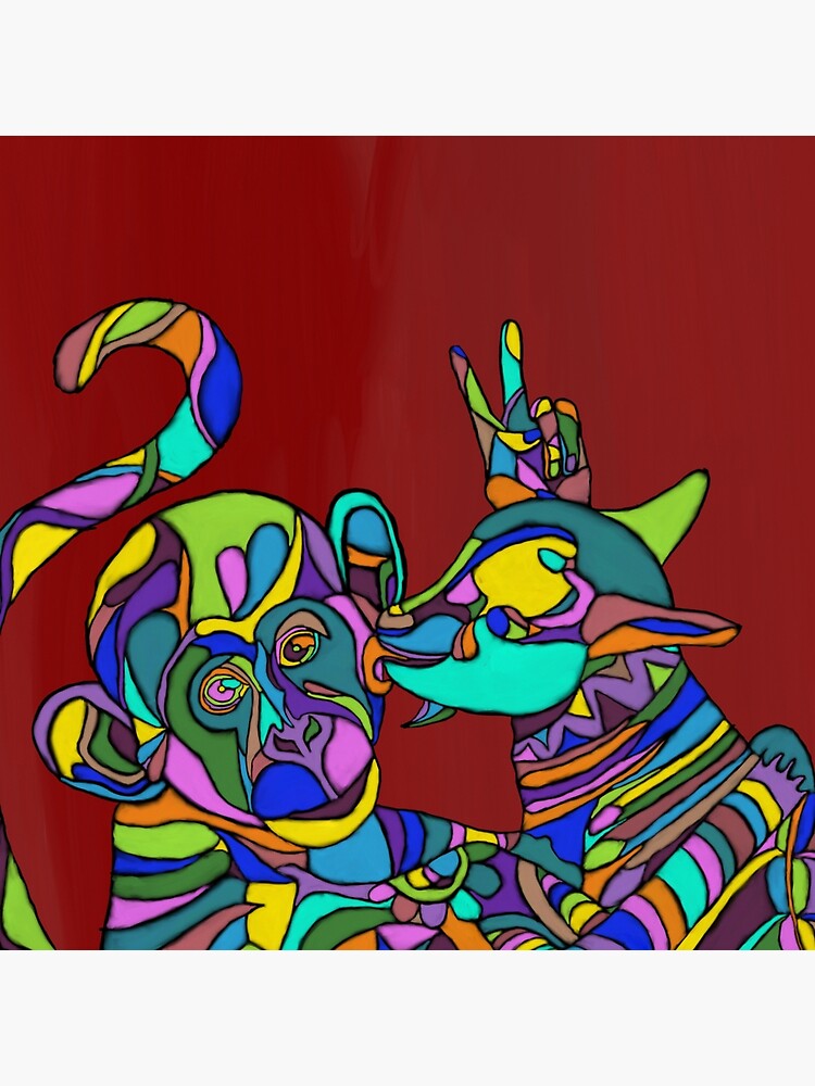 A goat and a monkey by Bevelien
