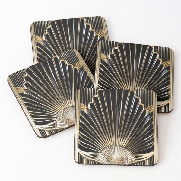 Item preview, Art Deco Nouveau Gold and Black Geometric Pattern designed and sold by SloganExpress.