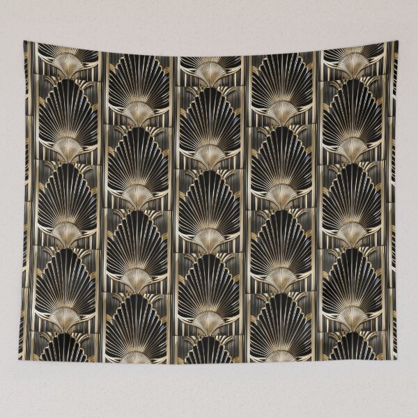 Item preview, Art Deco Nouveau Gold and Black Geometric Pattern designed and sold by SloganExpress.