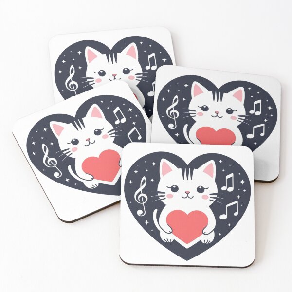 Item preview, Cute Cat with Heart & Music Notes: Melodies for the Heart designed and sold by My Heart and Soul.