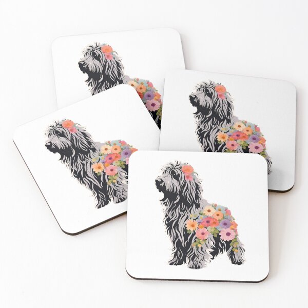 Item preview, Bergamasco Silhouette Filled with Flowers - Elegant Floral Dog Design designed and sold by GoodyPaws.
