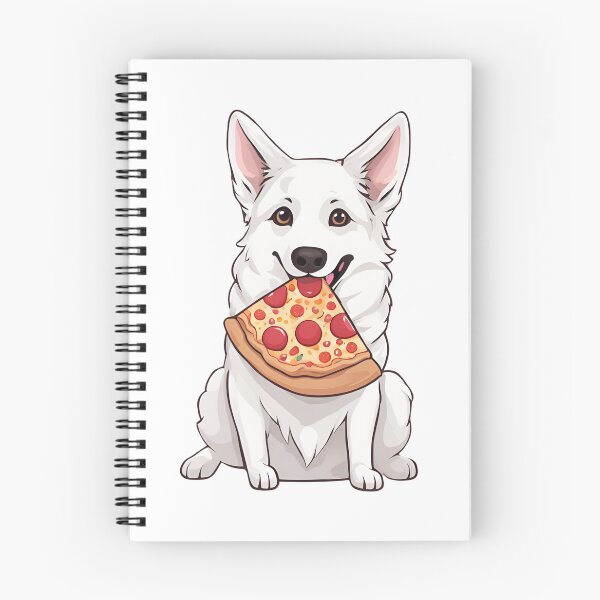 Item preview, White Swiss Shepherd with Pizza - Fun and Quirky Dog Lover's Design designed and sold by GoodyPaws.