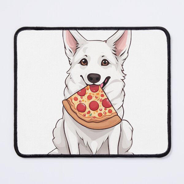 Item preview, White Swiss Shepherd with Pizza - Fun and Quirky Dog Lover's Design designed and sold by GoodyPaws.