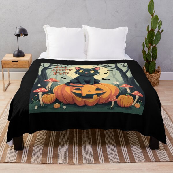 Artikelvorschau, Bleibt alle gruselig | Vintages Halloween-Design mit schwarzer Katze und Kürbis entworfen und verkauft von D3monic.