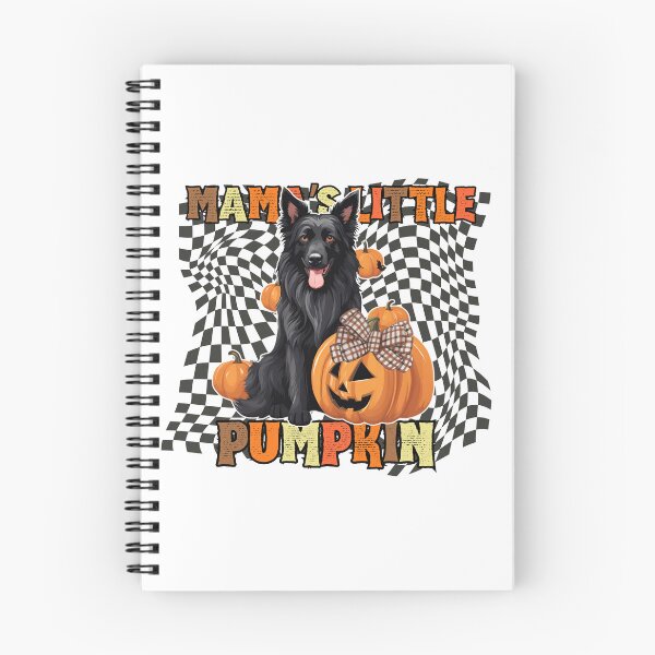 Item preview, "Mama's Little Pumpkin" - Belgian Shepherd Groenendael in Halloween Pumpkin with Checkered Background designed and sold by GoodyPaws.
