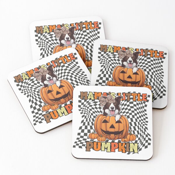 Item preview, "Mama's Little Pumpkin" - Border Collie in Halloween Pumpkin with Checkered Background designed and sold by GoodyPaws.