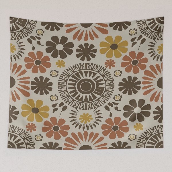 Item preview, Vintage Boho Floral – Bold 70s Style with Sunburst Accents designed and sold by Dshoppin.
