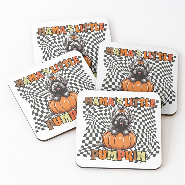 Item preview, "Mama's Little Pumpkin" - Briard in Halloween Pumpkin with Checkered Background designed and sold by GoodyPaws.