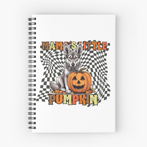Item preview, "Mama's Little Pumpkin" - Saarlooswolfhond in Halloween Pumpkin with Checkered Background designed and sold by GoodyPaws.