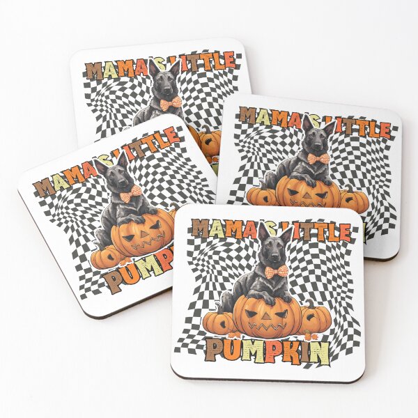 Item preview, "Mama's Little Pumpkin" - Dutch Shepherd in Halloween Pumpkin with Checkered Background designed and sold by GoodyPaws.
