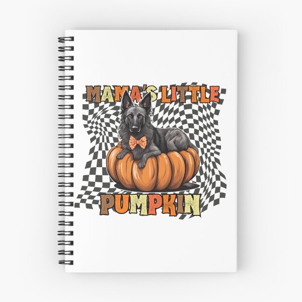 Item preview, "Mama's Little Pumpkin" - Longhaired Dutch Shepherd in Halloween Pumpkin with Checkered Background designed and sold by GoodyPaws.