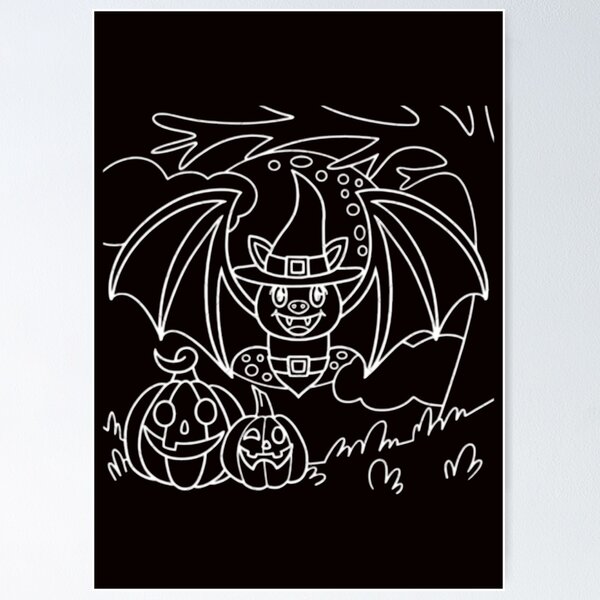 Item preview, Spooky Bat Witch with Smiling Pumpkins Halloween Design designed and sold by Dirty-Fever.