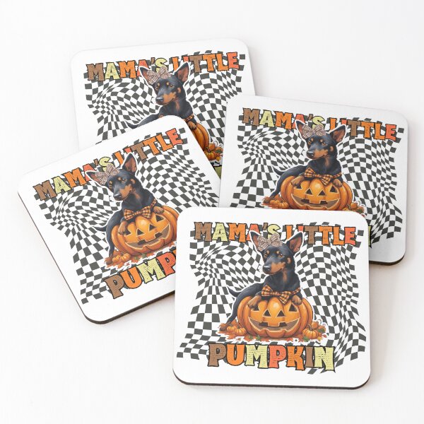 Item preview, "Mama's Little Pumpkin" - Australian Kelpie in Halloween Pumpkin with Checkered Background designed and sold by GoodyPaws.