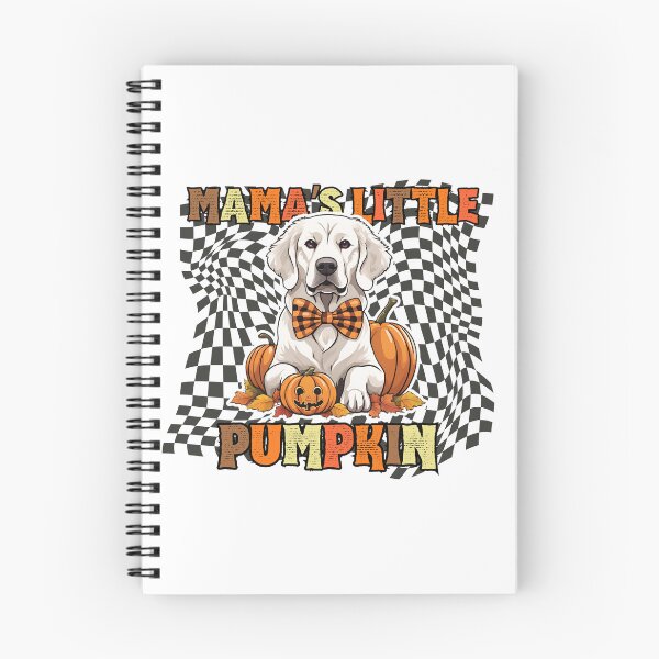 Item preview, "Mama's Little Pumpkin" - Kuvasz in Halloween Pumpkin with Checkered Background designed and sold by GoodyPaws.