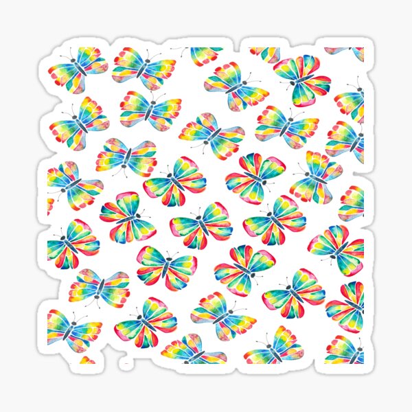 Watercolor Butterflies - Red, Blue & Yellow Sticker