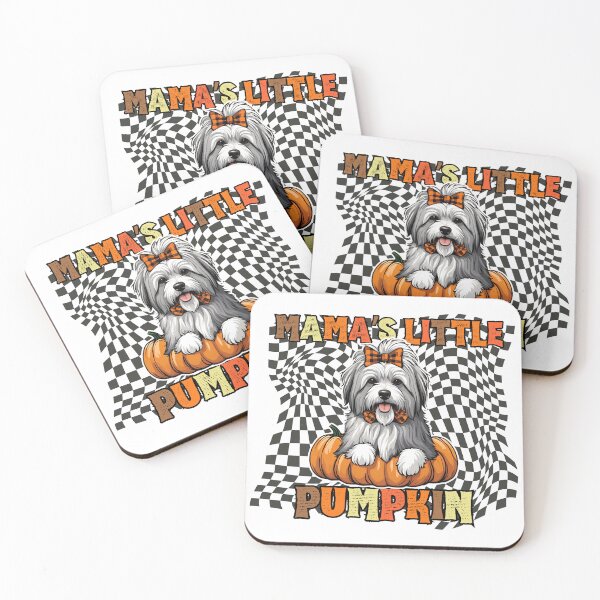 Item preview, "Mama's Little Pumpkin" - Pyrenean Sheepdog in Halloween Pumpkin with Checkered Background designed and sold by GoodyPaws.