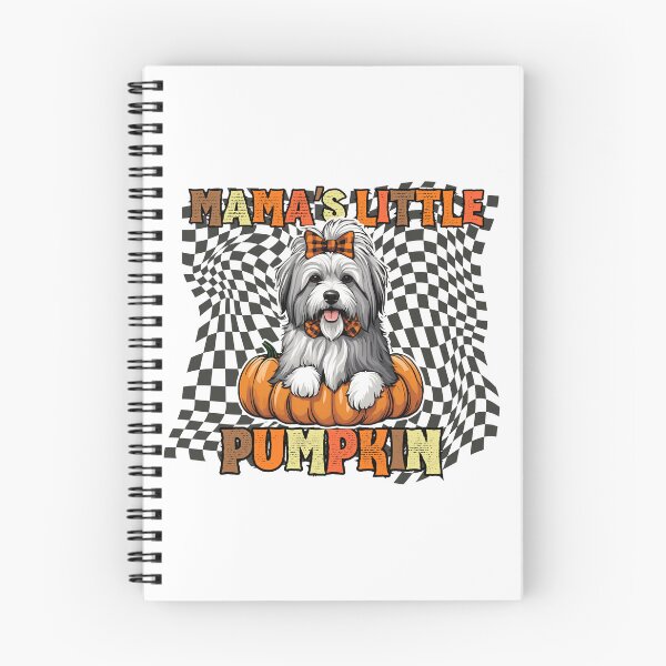 Item preview, "Mama's Little Pumpkin" - Pyrenean Sheepdog in Halloween Pumpkin with Checkered Background designed and sold by GoodyPaws.