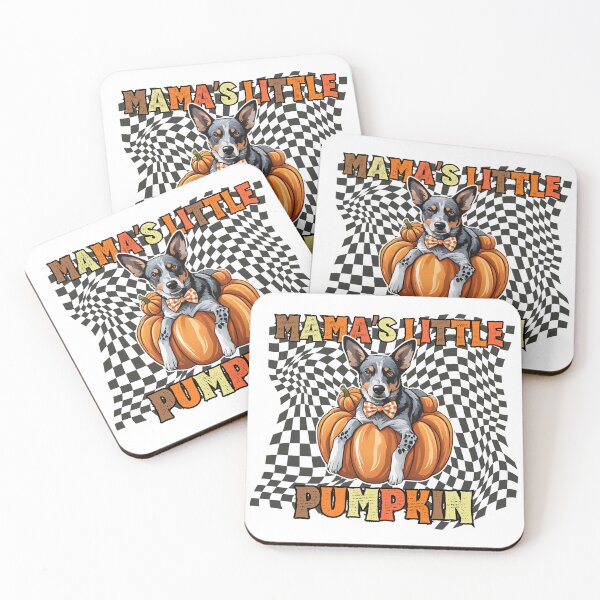 Item preview, "Mama's Little Pumpkin" - Australian Cattle Dog in Halloween Pumpkin with Checkered Background designed and sold by GoodyPaws.