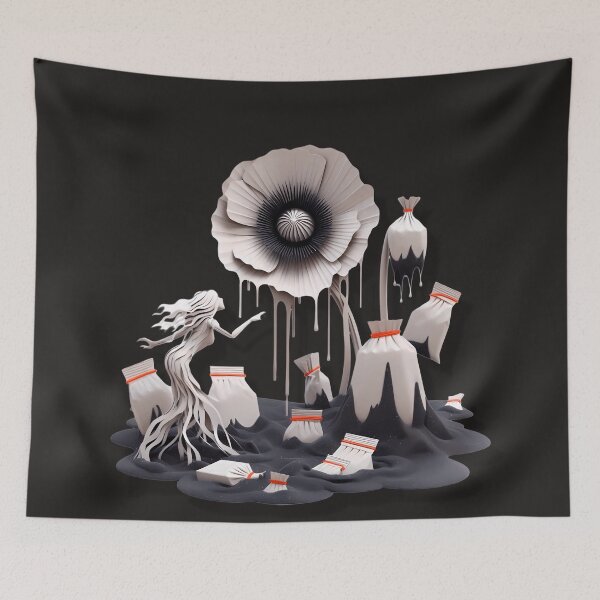 Item preview, Surreal Addiction Horror Poppy Opiate Drugs White Poppies Woman designed and sold by SomniferumWars.