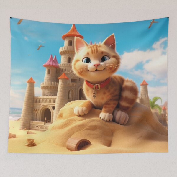 Item preview, cute cat, sand castle designed and sold by Mauswohn.