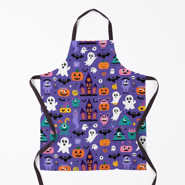 Item preview, Seamless Halloween Pattern with Cute Monsters Ghosts Pumpkins designed and sold by w1ckerman.
