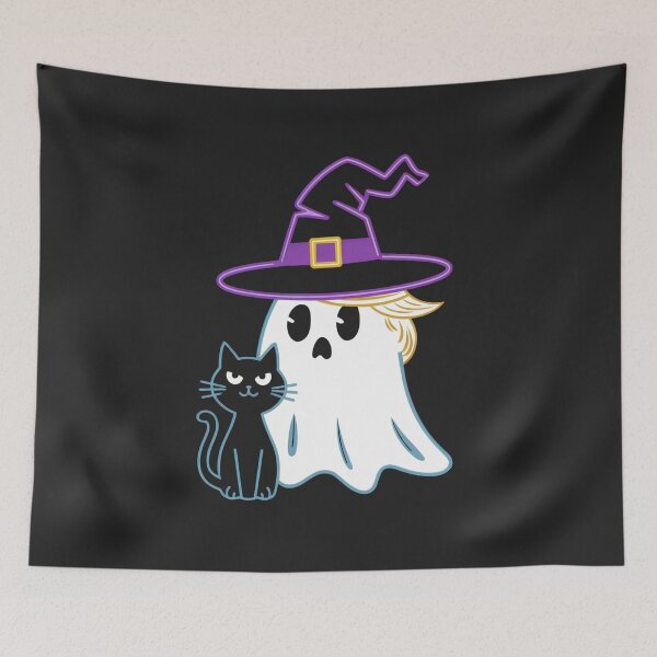 Item preview,  Donald Trump`s Ghost With a Cat Cute Halloween Neon designed and sold by Anniko Art Studio.