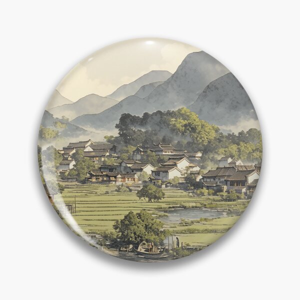 Item preview, Watercolor Chinese Village with Mountains designed and sold by Christian Weiss.