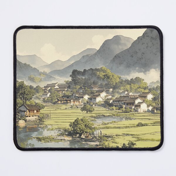 Item preview, Watercolor Chinese Village with Mountains designed and sold by Christian Weiss.