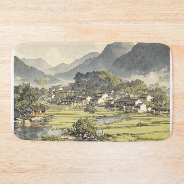 Item preview, Watercolor Chinese Village with Mountains designed and sold by Christian Weiss.