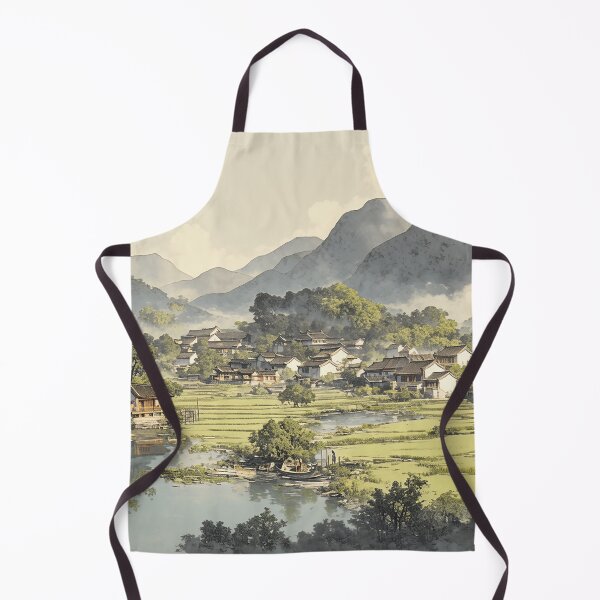 Item preview, Watercolor Chinese Village with Mountains designed and sold by Christian Weiss.