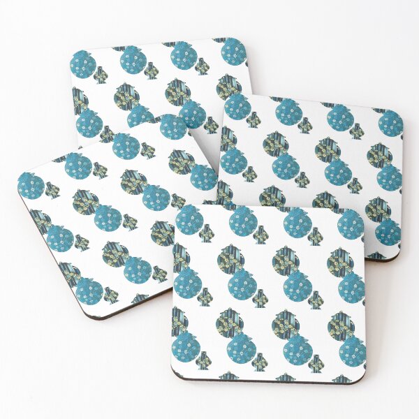 Item preview, blue vases pattern stripes flowers swirls indigo blue delft chinoiserie Chinese motifs  designed and sold by handmadehipsters.