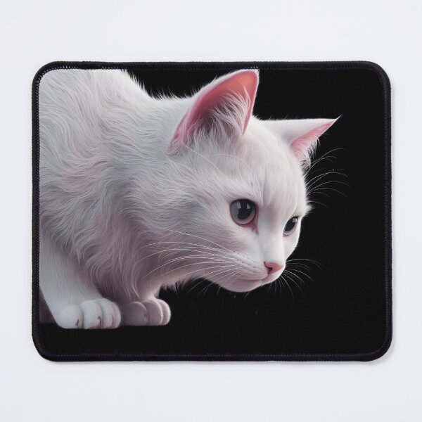 Item preview,  White Cat with Pink Inner Ears and Large, Detailed Eyes, Giving it a Very Lifelike Appearance. designed and sold by macadolie.