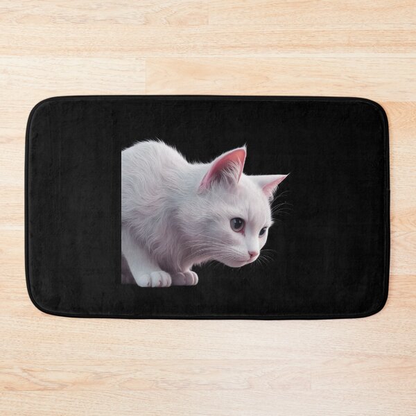 Item preview,  White Cat with Pink Inner Ears and Large, Detailed Eyes, Giving it a Very Lifelike Appearance. designed and sold by macadolie.