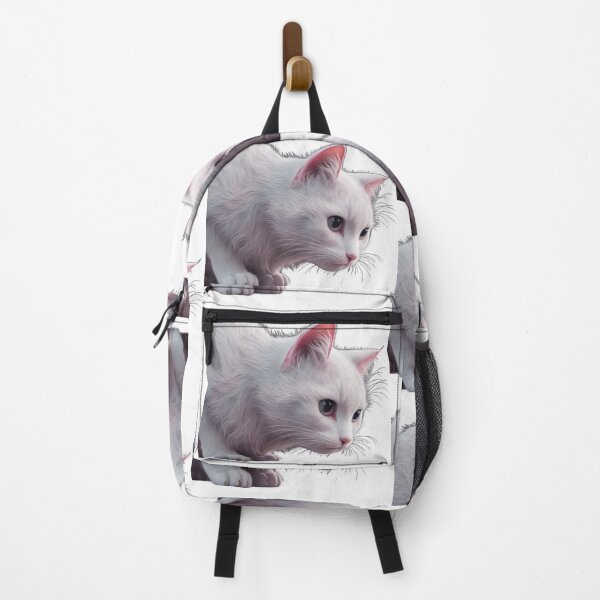 Item preview,  White Cat with Pink Inner Ears and Large, Detailed Eyes, Giving it a Very Lifelike Appearance. designed and sold by macadolie.