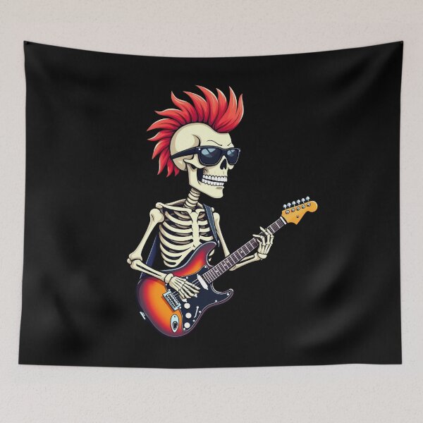 Item preview, "Rockin' Skeleton Vibes" Cute Punk Skeleton, Rock'n Roll Goth Skeleton, Guitar Band Funny T-Shirt designed and sold by AI-volution.