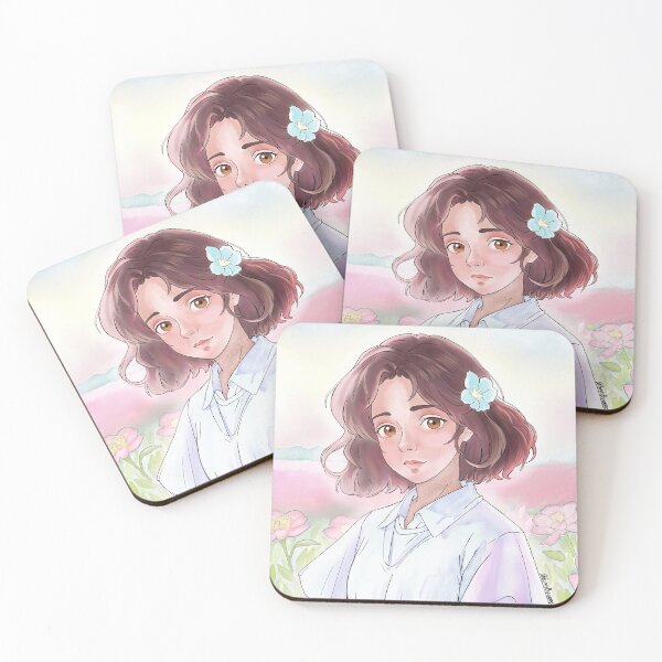 Item preview, Anime Girl in Flower Field - Pastel Pink Soft Colors - Watercolor designed and sold by BunnyBizarre.