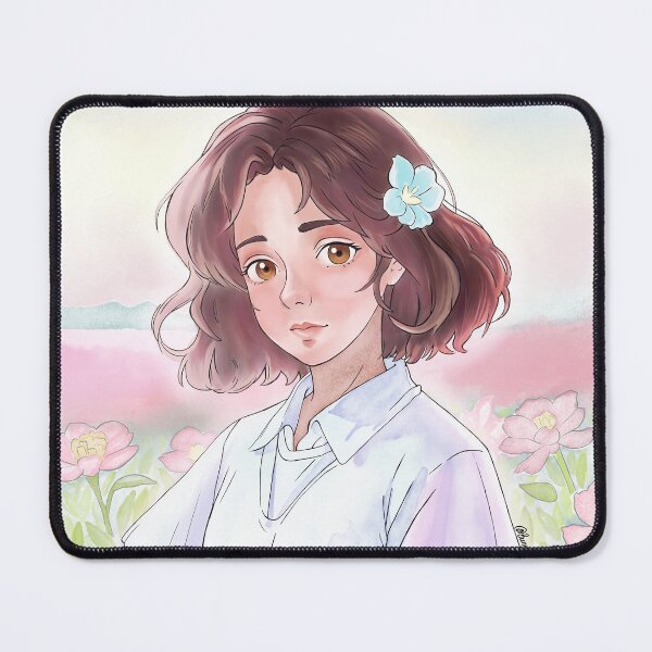 Item preview, Anime Girl in Flower Field - Pastel Pink Soft Colors - Watercolor designed and sold by BunnyBizarre.