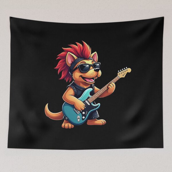 Item preview, "Rockin' Dog Vibes" Cute Punk Dog, Rock'n Roll Goth Dog, Guitar Band Funny T-Shirt designed and sold by AI-volution.