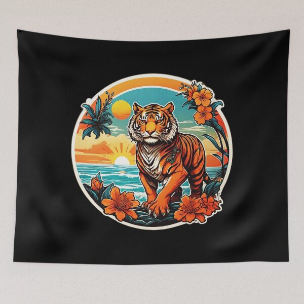 Item preview, Bengal Tiger by The Ocean with Hawaiian Orchids designed and sold by NautiChic.