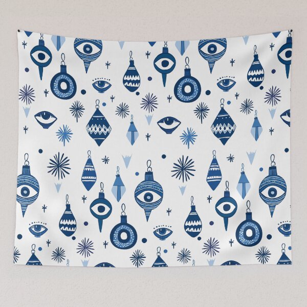 Item preview, Blue and White Christmas Pattern with Stylish Eye designed and sold by station-one.