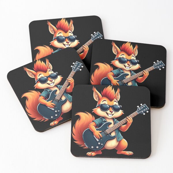 Item preview, "Rockin' Squirrel Vibes" Cute Punk Squirrel, Rock'n Roll Goth Squirrel, Guitar Band Funny T-Shirt designed and sold by AI-volution.