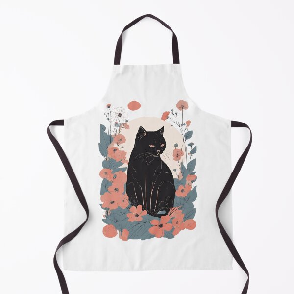 Item preview, Black CAt with Plants and flowers designed and sold by Catophile.